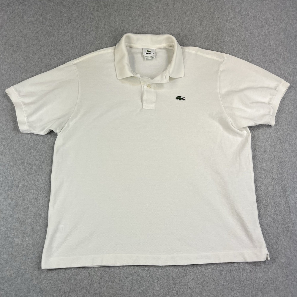 Lacoste Polo Shirt Mens Size 7 White Pique Short Sleeve Preppy